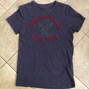 American Eagle shirt with dark red lettering size small